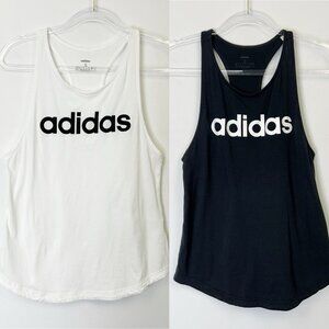 Adidas Linear Tank Top Lot Women’s Size Small Set of 2 Black White Racerback